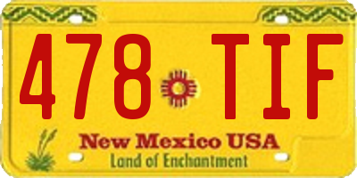 NM license plate 478TIF