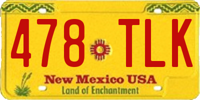 NM license plate 478TLK