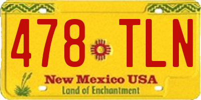 NM license plate 478TLN