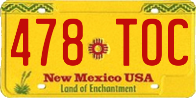 NM license plate 478TOC