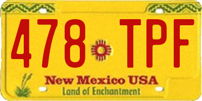 NM license plate 478TPF