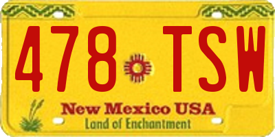 NM license plate 478TSW
