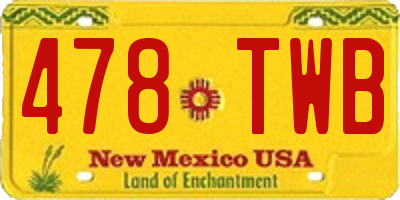 NM license plate 478TWB