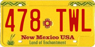 NM license plate 478TWL