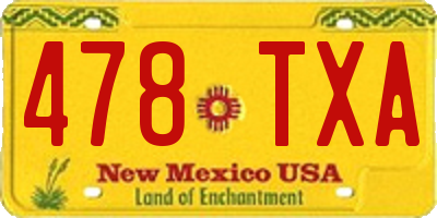 NM license plate 478TXA