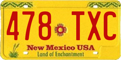 NM license plate 478TXC