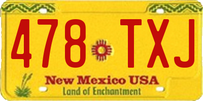 NM license plate 478TXJ