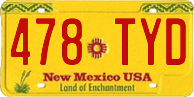 NM license plate 478TYD