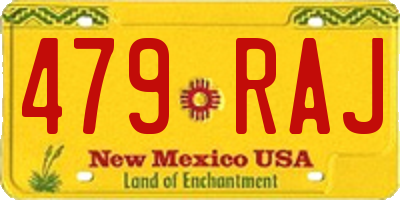 NM license plate 479RAJ