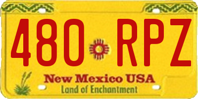 NM license plate 480RPZ