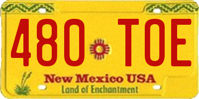 NM license plate 480TOE