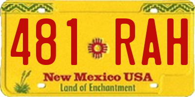 NM license plate 481RAH