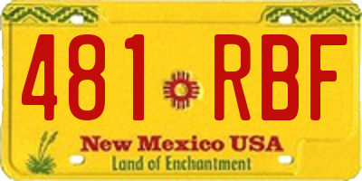 NM license plate 481RBF