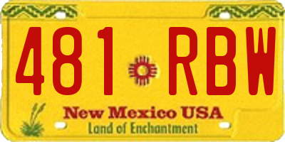 NM license plate 481RBW