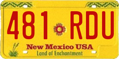 NM license plate 481RDU