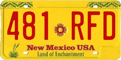 NM license plate 481RFD