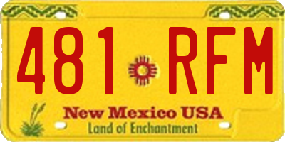 NM license plate 481RFM