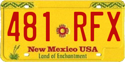 NM license plate 481RFX