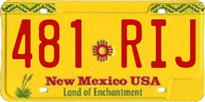 NM license plate 481RIJ