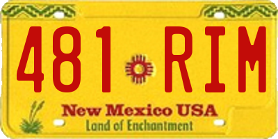 NM license plate 481RIM
