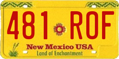 NM license plate 481ROF