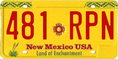 NM license plate 481RPN