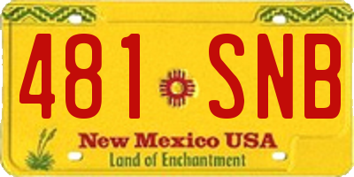 NM license plate 481SNB