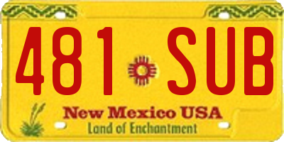NM license plate 481SUB