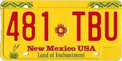 NM license plate 481TBU