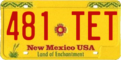 NM license plate 481TET