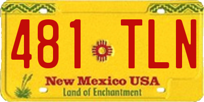NM license plate 481TLN