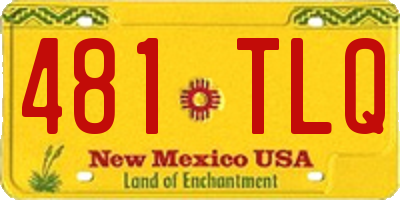 NM license plate 481TLQ