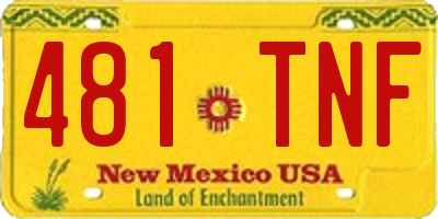 NM license plate 481TNF
