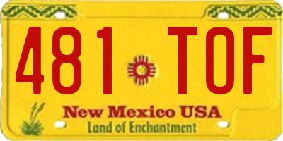 NM license plate 481TOF