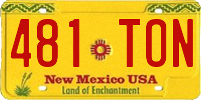 NM license plate 481TON