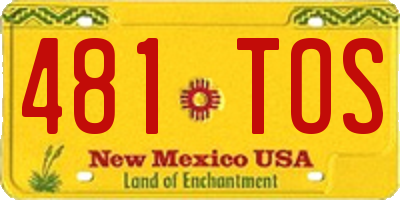 NM license plate 481TOS