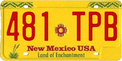 NM license plate 481TPB