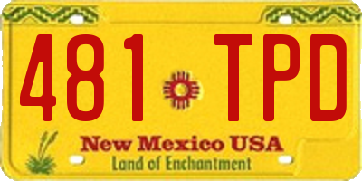NM license plate 481TPD