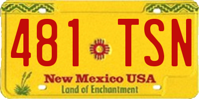 NM license plate 481TSN