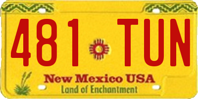 NM license plate 481TUN