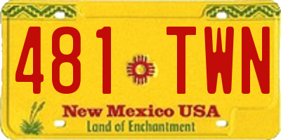 NM license plate 481TWN