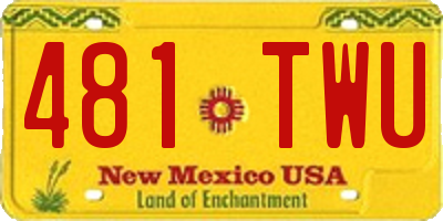 NM license plate 481TWU