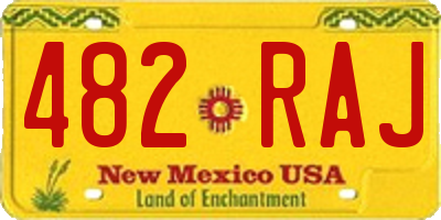 NM license plate 482RAJ