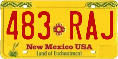 NM license plate 483RAJ