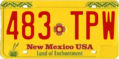 NM license plate 483TPW