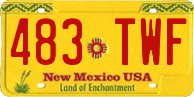 NM license plate 483TWF