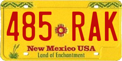 NM license plate 485RAK