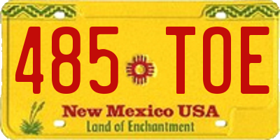 NM license plate 485TOE