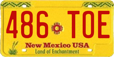 NM license plate 486TOE