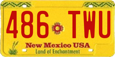 NM license plate 486TWU